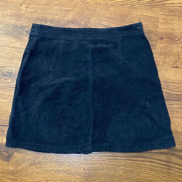 🌷 Twik Simons 🌷 Black Suede Leather Snap Button Short Skirt - Picture 5 of 7